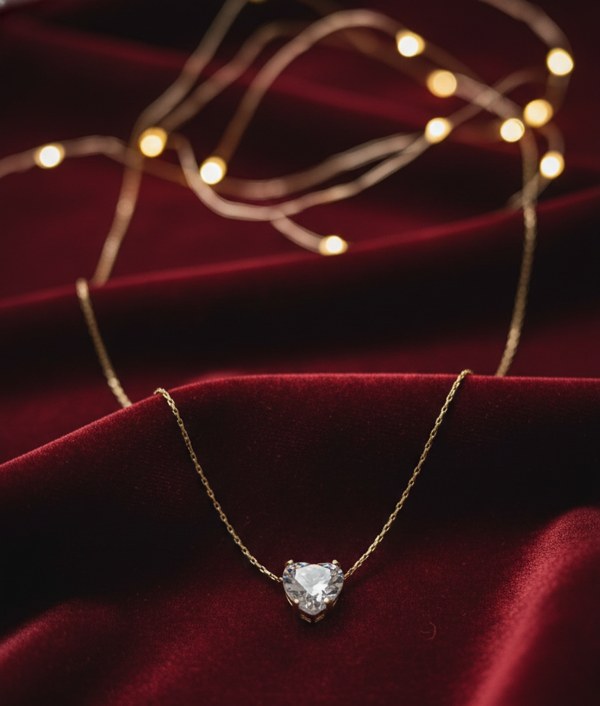 Heart-Cut Crystal Solitaire Necklace