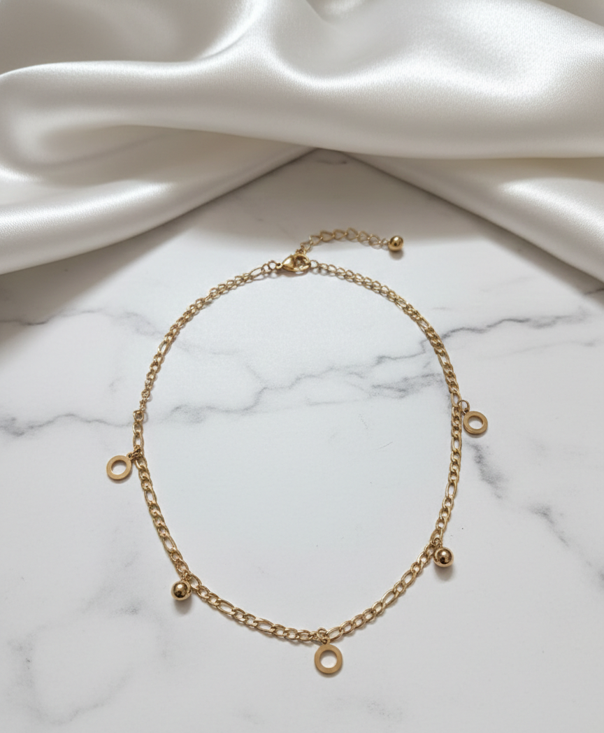 Elegant Circular Charm Gold-Plated Anklet