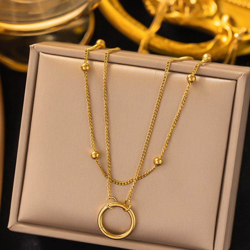 Golden Luxe Double Layer Pendant Necklace