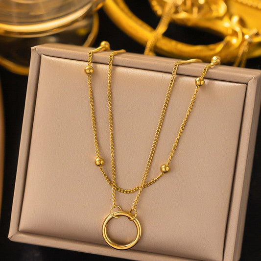Golden Luxe Double Layer Pendant Necklace