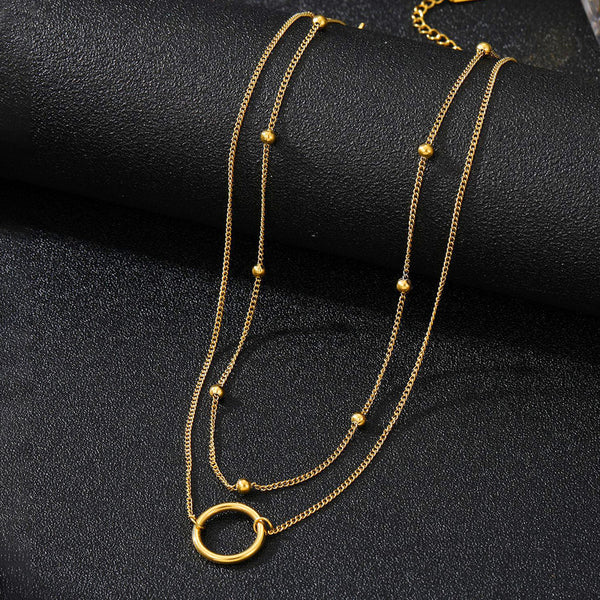 Golden Luxe Double Layer Pendant Necklace
