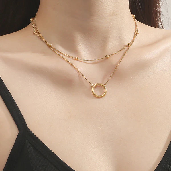 Golden Luxe Double Layer Pendant Necklace