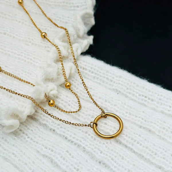 Golden Luxe Double Layer Pendant Necklace